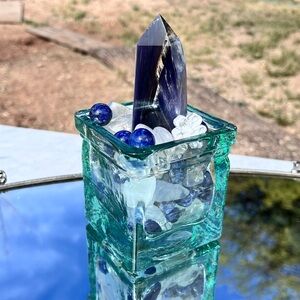 Mica Point / Tower, Lapis Spheres, Blue Chalcedony & Quartz Tumbles, Howlite